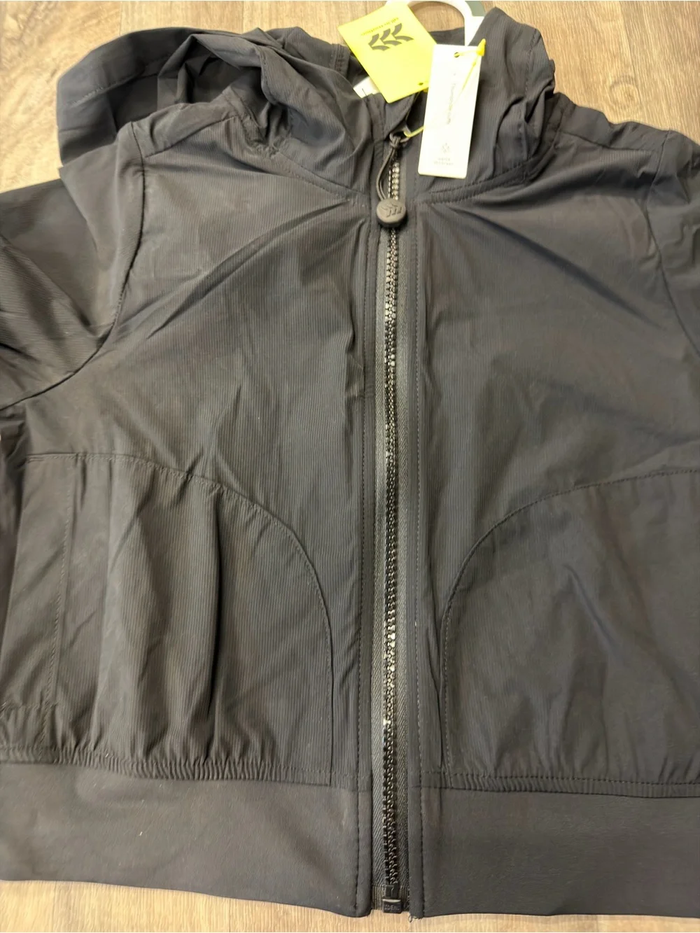 All In Motion Girls Medium Black Hooded Windbreaker Jacket NWT